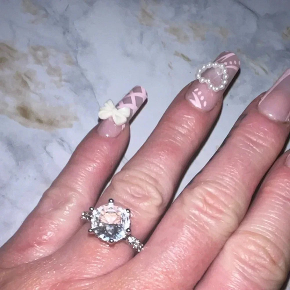 BEAUTIFUL DOUBLE HIDDEN HALO CATHEDRAL SET 4CTW RODIUM PLATED CZ 7 - Picture 7 of 10